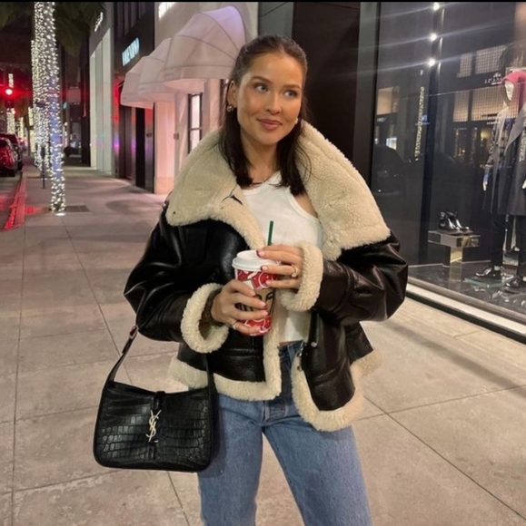 Zara Jackets & Coats Last One Zara Faux Leather Fleece Collar